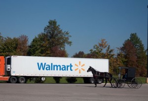 Walmart Truck, Amish Horse & Buggy