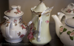 fine china teapots lined up