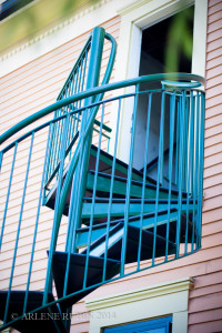 Metal Stairway on side of house