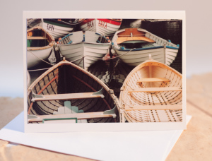 Wooden boats photo card