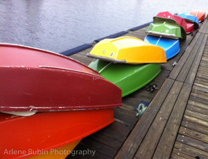 Lollipop-colored wooden boat bottoms